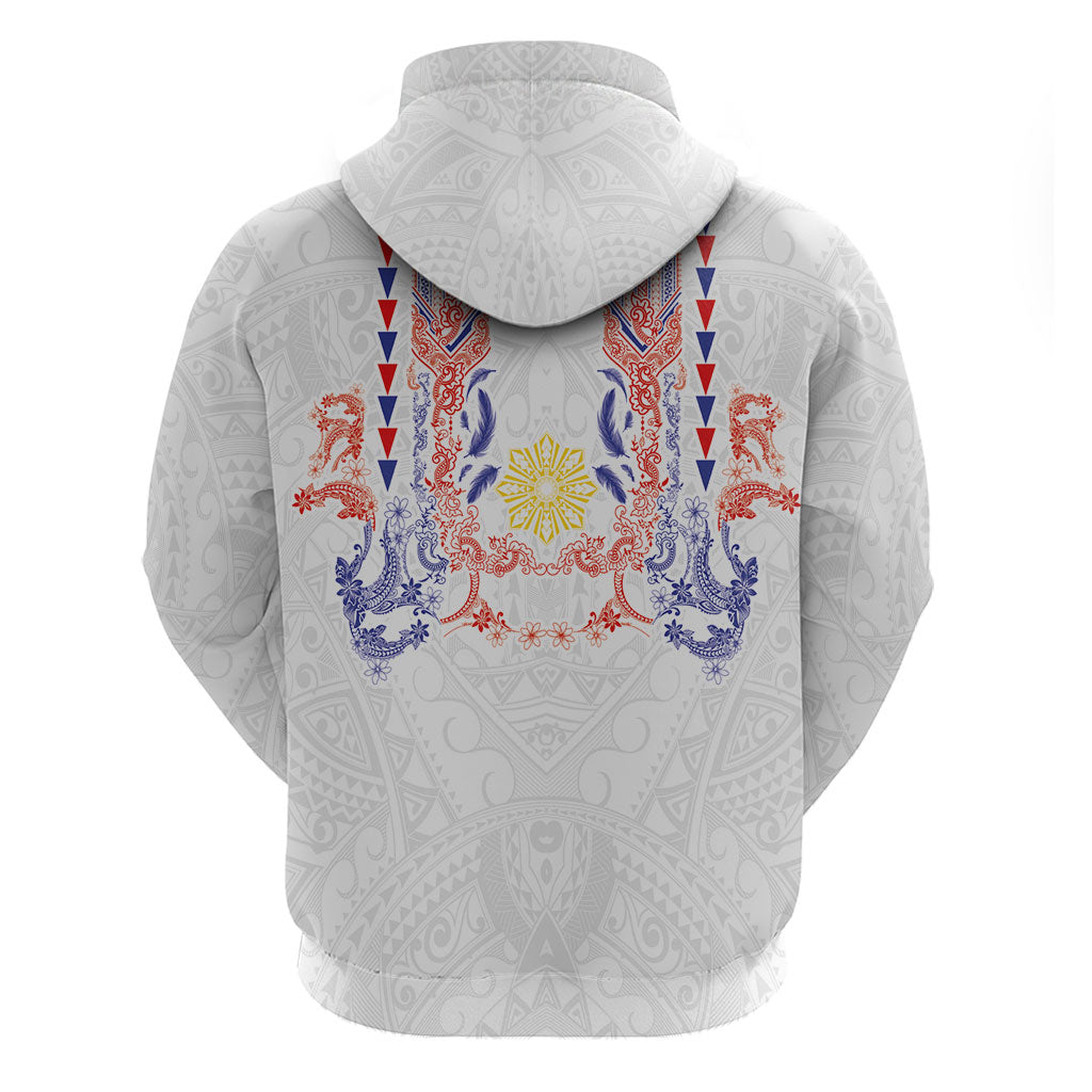 Philippines Barong Style Hoodie Polynesian Kakau Art Tattoos with Tribal Filipino Sun LT03 - Polynesian Pride