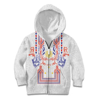 Philippines Barong Style Kid Hoodie Polynesian Kakau Art Tattoos with Tribal Filipino Sun LT03 Zip Hoodie White - Polynesian Pride