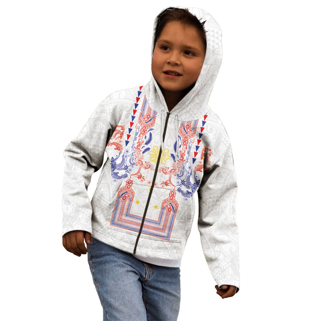 Philippines Barong Style Kid Hoodie Polynesian Kakau Art Tattoos with Tribal Filipino Sun LT03 - Polynesian Pride