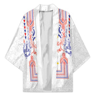 Philippines Barong Style Kimono Polynesian Kakau Art Tattoos with Tribal Filipino Sun LT03 Unisex White - Polynesian Pride