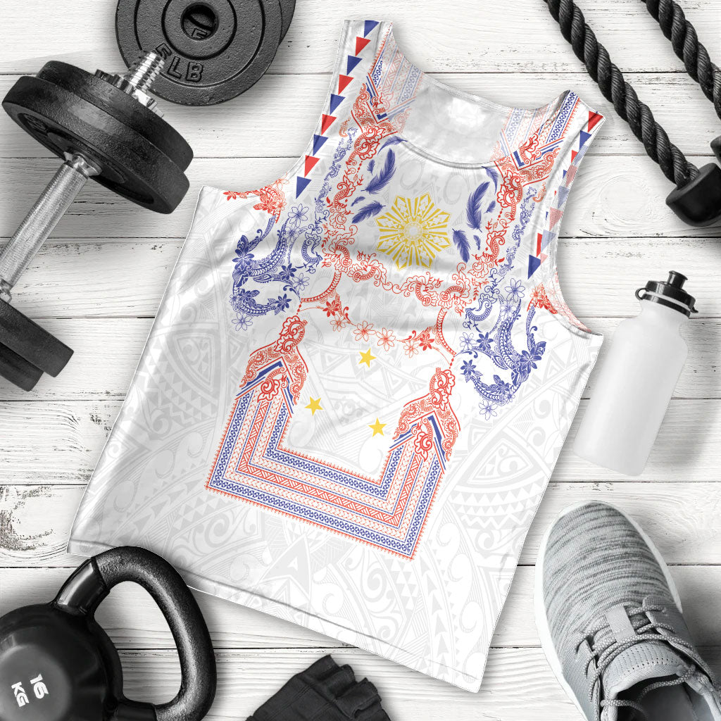Philippines Barong Style Men Tank Top Polynesian Kakau Art Tattoos with Tribal Filipino Sun LT03 - Polynesian Pride