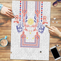 Philippines Barong Style Puzzle Polynesian Kakau Art Tattoos with Tribal Filipino Sun LT03 White - Polynesian Pride