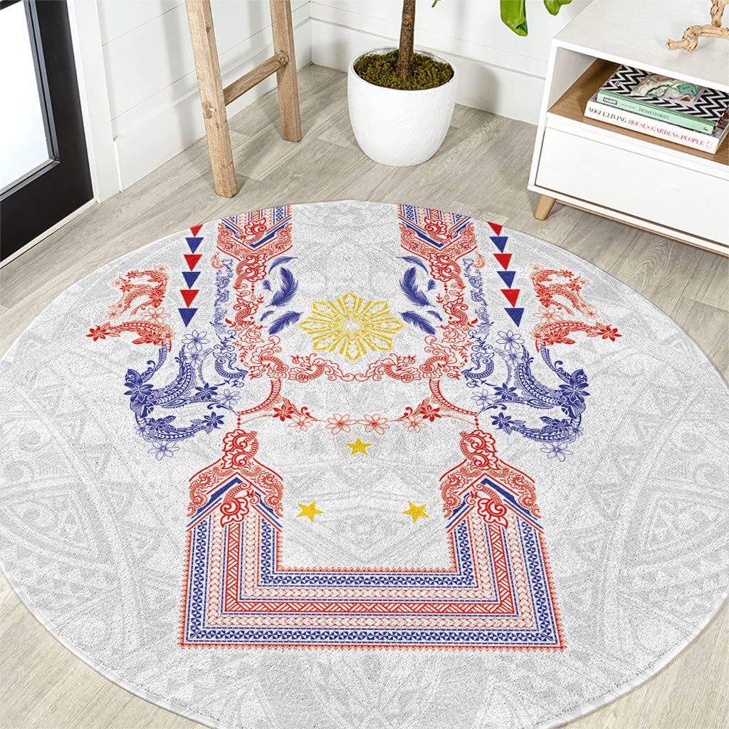 Philippines Barong Style Round Carpet Polynesian Kakau Art Tattoos with Tribal Filipino Sun LT03 White - Polynesian Pride