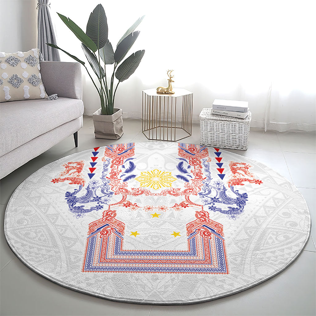 Philippines Barong Style Round Carpet Polynesian Kakau Art Tattoos with Tribal Filipino Sun LT03 - Polynesian Pride