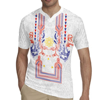 Philippines Barong Style Rugby Jersey Polynesian Kakau Art Tattoos with Tribal Filipino Sun LT03 - Polynesian Pride