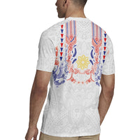 Philippines Barong Style Rugby Jersey Polynesian Kakau Art Tattoos with Tribal Filipino Sun LT03 - Polynesian Pride