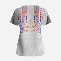 Philippines Barong Style Scrub Top Polynesian Kakau Art Tattoos with Tribal Filipino Sun LT03 - Polynesian Pride