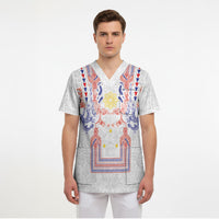 Philippines Barong Style Scrub Top Polynesian Kakau Art Tattoos with Tribal Filipino Sun LT03 - Polynesian Pride