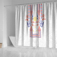 Philippines Barong Style Shower Curtain Polynesian Kakau Art Tattoos with Tribal Filipino Sun LT03 - Polynesian Pride