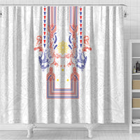 Philippines Barong Style Shower Curtain Polynesian Kakau Art Tattoos with Tribal Filipino Sun LT03 - Polynesian Pride
