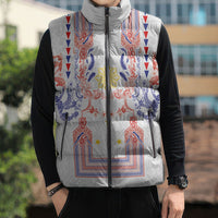 Philippines Barong Style Sleeveless Puffer Jacket Polynesian Kakau Art Tattoos with Tribal Filipino Sun LT03 - Polynesian Pride