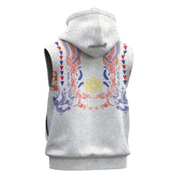 Philippines Barong Style Sleeveless Zip Hoodie Polynesian Kakau Art Tattoos with Tribal Filipino Sun LT03 - Polynesian Pride