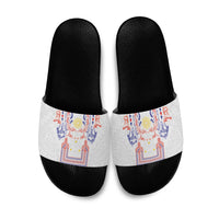 Philippines Barong Style Slide Sandals Polynesian Kakau Art Tattoos with Tribal Filipino Sun LT03 White - Polynesian Pride