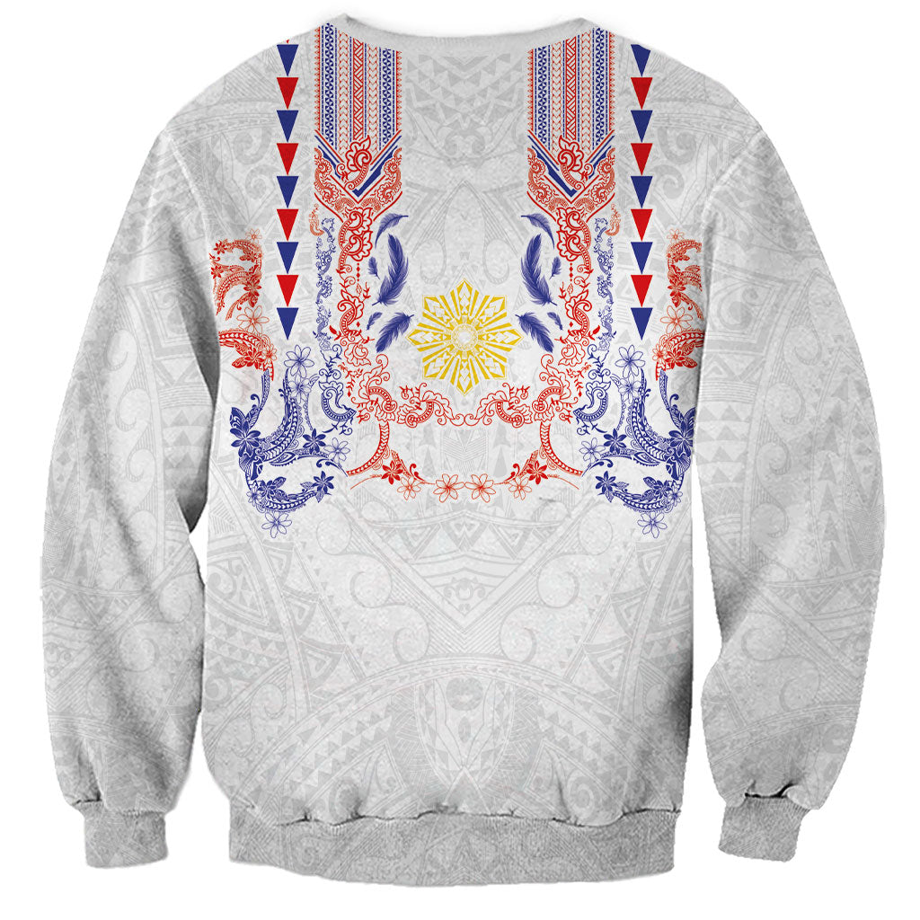 Philippines Barong Style Sweatshirt Polynesian Kakau Art Tattoos with Tribal Filipino Sun LT03 - Polynesian Pride