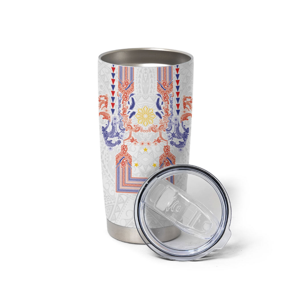 Philippines Barong Style Tumbler Cup Polynesian Kakau Art Tattoos with Tribal Filipino Sun LT03 - Polynesian Pride