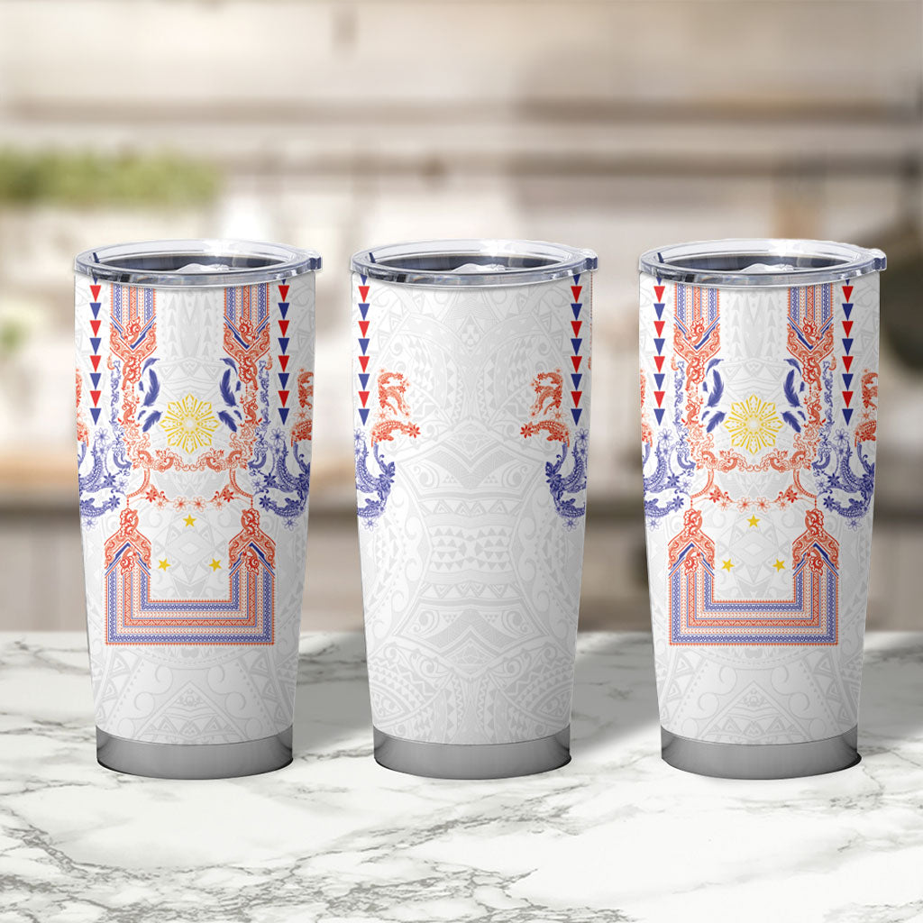 Philippines Barong Style Tumbler Cup Polynesian Kakau Art Tattoos with Tribal Filipino Sun LT03 - Polynesian Pride