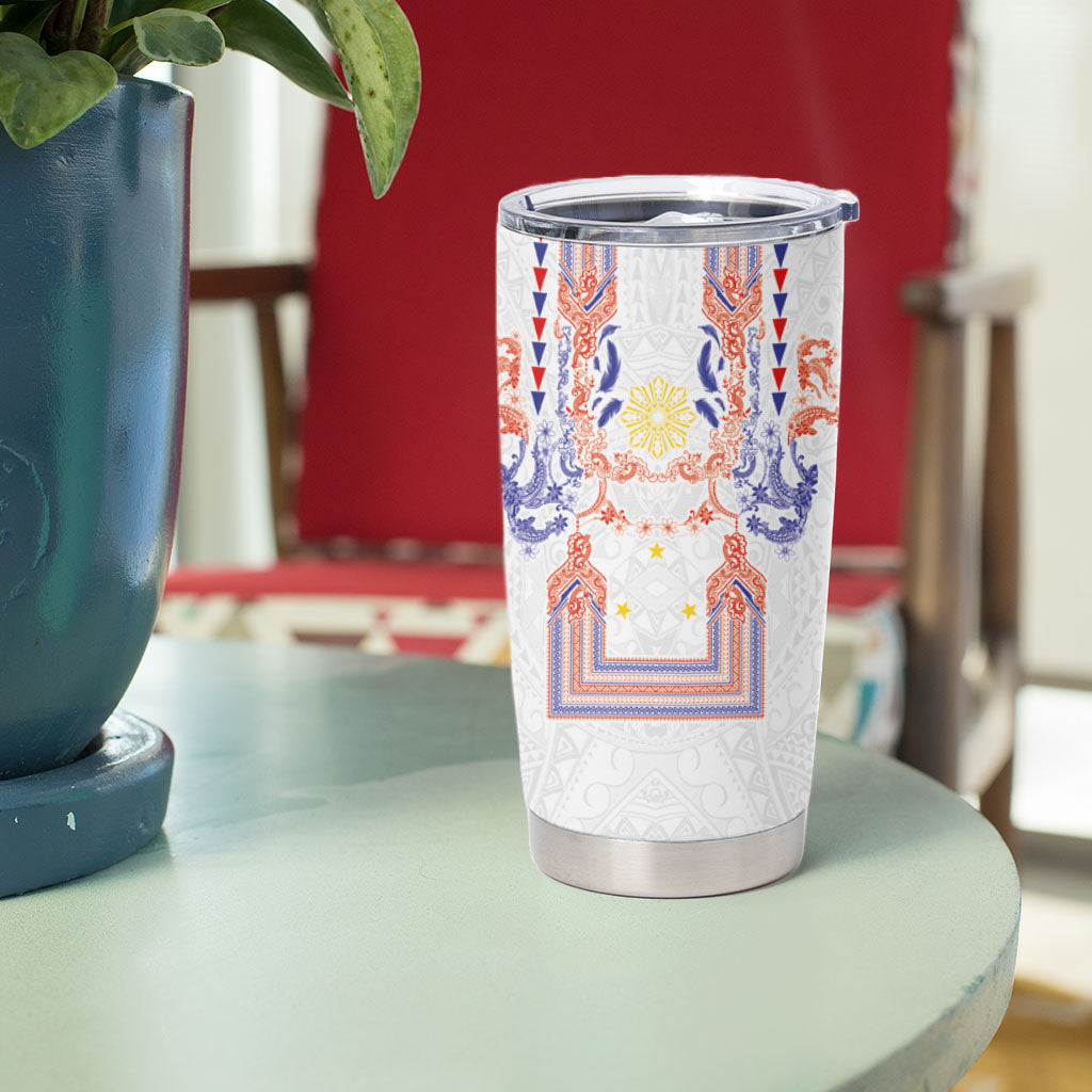 Philippines Barong Style Tumbler Cup Polynesian Kakau Art Tattoos with Tribal Filipino Sun LT03 - Polynesian Pride