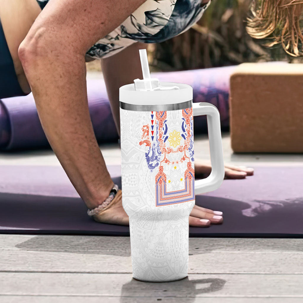 Philippines Barong Style Tumbler With Handle Polynesian Kakau Art Tattoos with Tribal Filipino Sun LT03 - Polynesian Pride