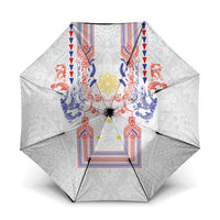Philippines Barong Style Umbrella Polynesian Kakau Art Tattoos with Tribal Filipino Sun LT03 One Size Folded 11.42 inch Opened Diameter 37.4 inch White - Polynesian Pride