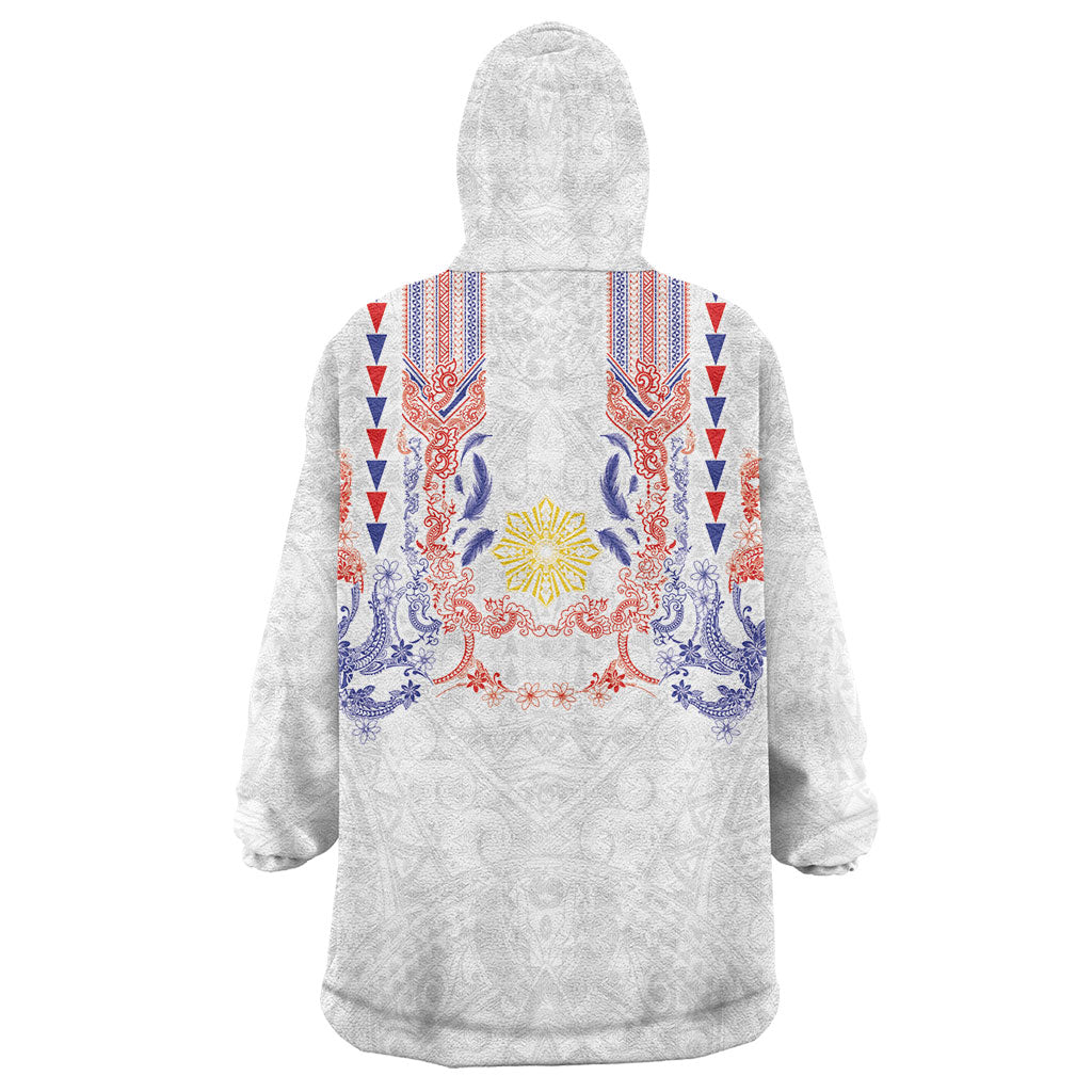 Philippines Barong Style Wearable Blanket Hoodie Polynesian Kakau Art Tattoos with Tribal Filipino Sun LT03 - Polynesian Pride