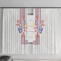 Philippines Barong Style Window Curtain Polynesian Kakau Art Tattoos with Tribal Filipino Sun LT03 With Hooks White - Polynesian Pride