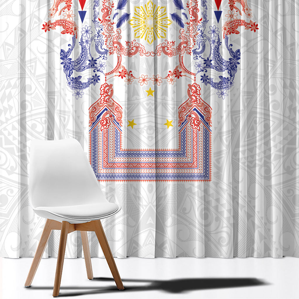 Philippines Barong Style Window Curtain Polynesian Kakau Art Tattoos with Tribal Filipino Sun LT03 - Polynesian Pride