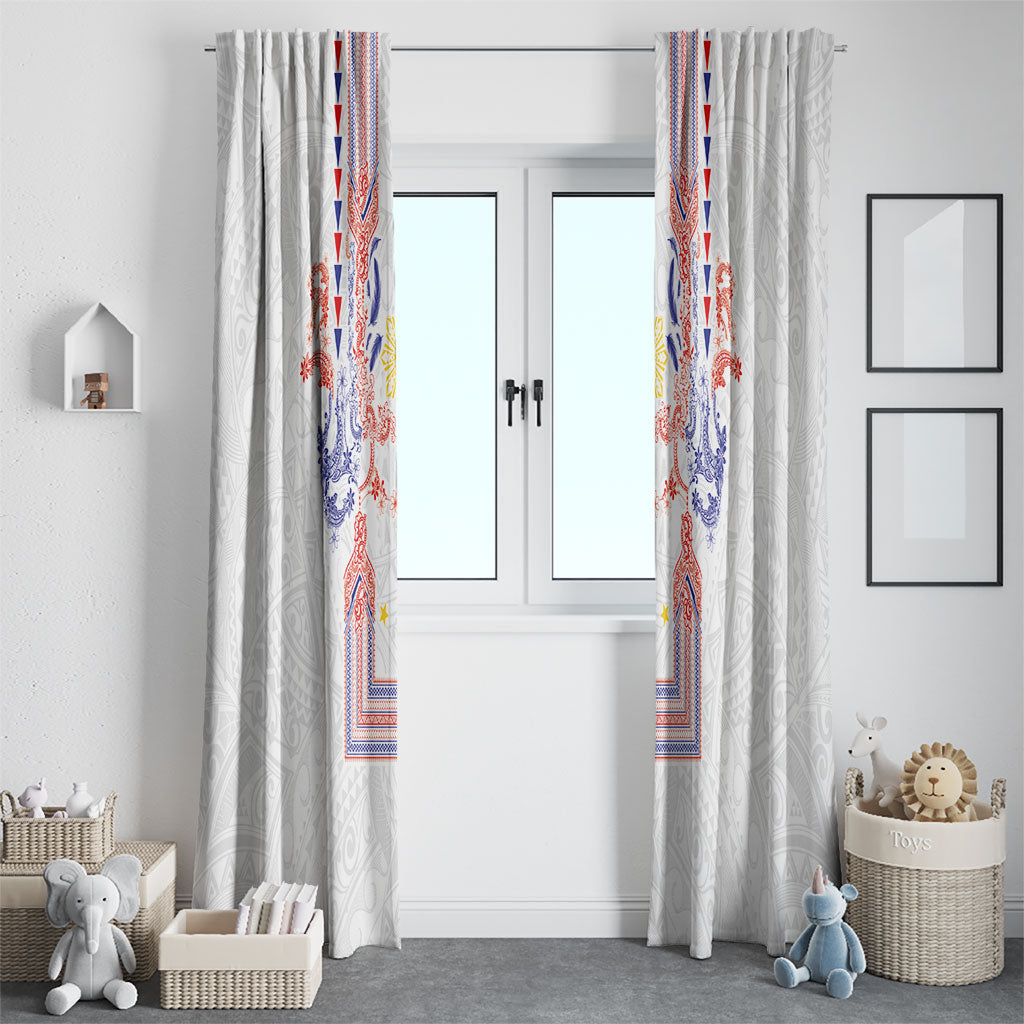 Philippines Barong Style Window Curtain Polynesian Kakau Art Tattoos with Tribal Filipino Sun LT03 - Polynesian Pride