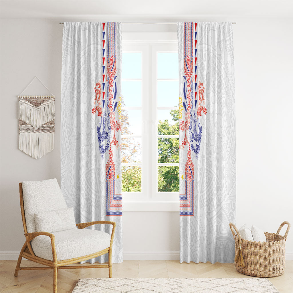 Philippines Barong Style Window Curtain Polynesian Kakau Art Tattoos with Tribal Filipino Sun LT03 - Polynesian Pride