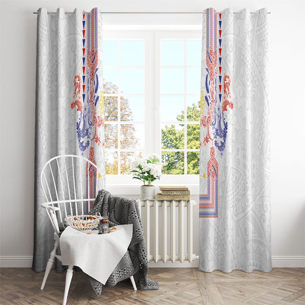 Philippines Barong Style Window Curtain Polynesian Kakau Art Tattoos with Tribal Filipino Sun LT03 - Polynesian Pride