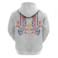 Philippines Barong Style Zip Hoodie Polynesian Kakau Art Tattoos with Tribal Filipino Sun LT03 - Polynesian Pride