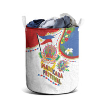 Philippines MassKara Festival Laundry Basket Smile Masks with Hawaiian Art Pattern and Tropical Plants LT03 - Polynesian Pride