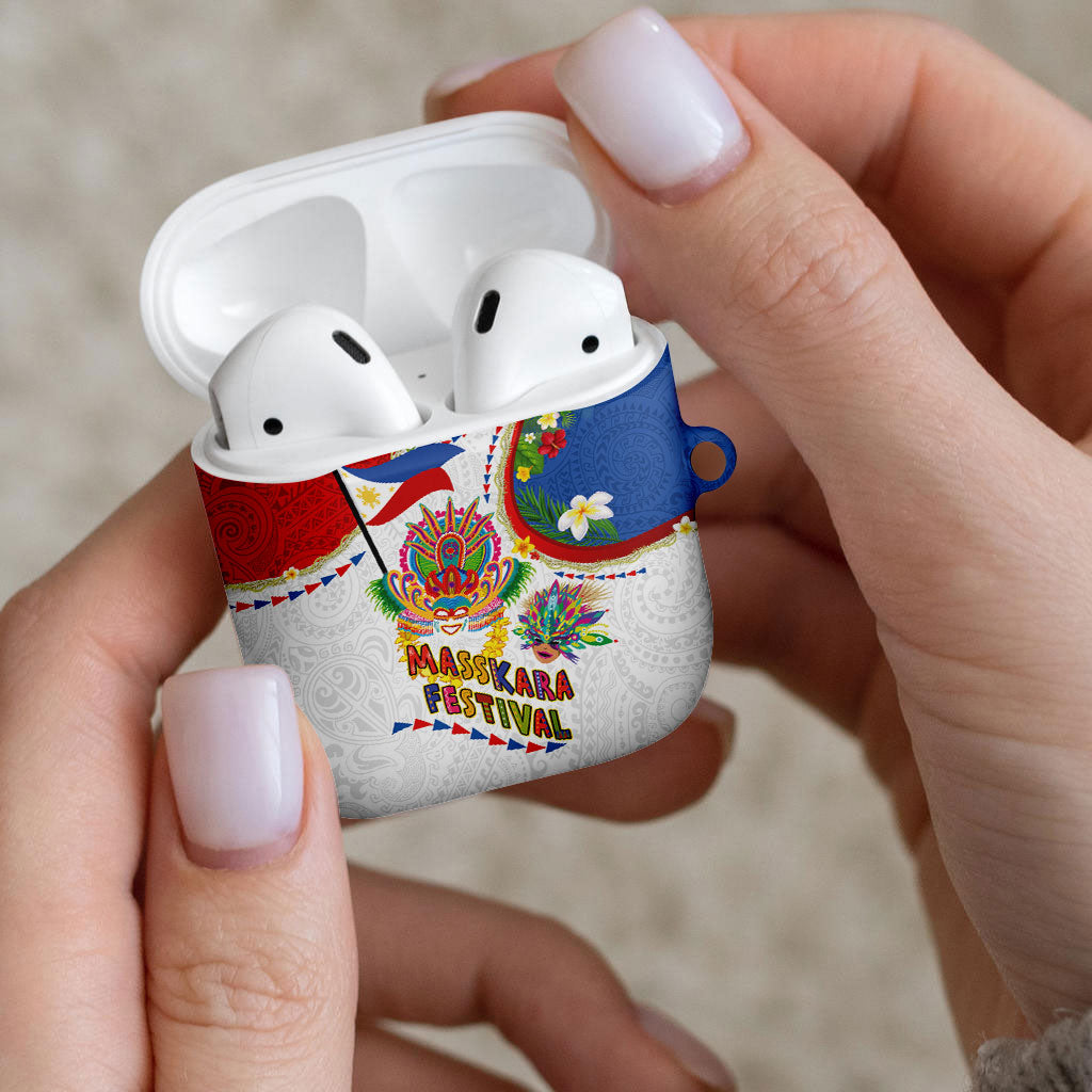 Philippines MassKara Festival AirPods Case Smile Masks with Hawaiian Art Pattern and Tropical Plants LT03 - Polynesian Pride