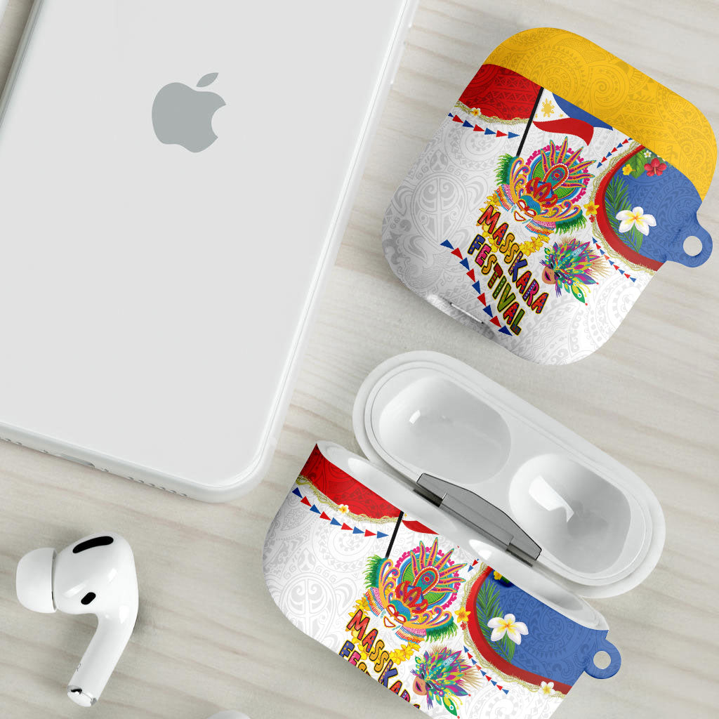Philippines MassKara Festival AirPods Case Smile Masks with Hawaiian Art Pattern and Tropical Plants LT03 - Polynesian Pride