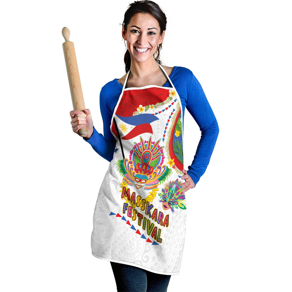 Philippines MassKara Festival Apron Smile Masks with Hawaiian Art Pattern and Tropical Plants LT03 - Polynesian Pride