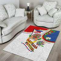Philippines MassKara Festival Area Rug Smile Masks with Hawaiian Art Pattern and Tropical Plants LT03 - Polynesian Pride
