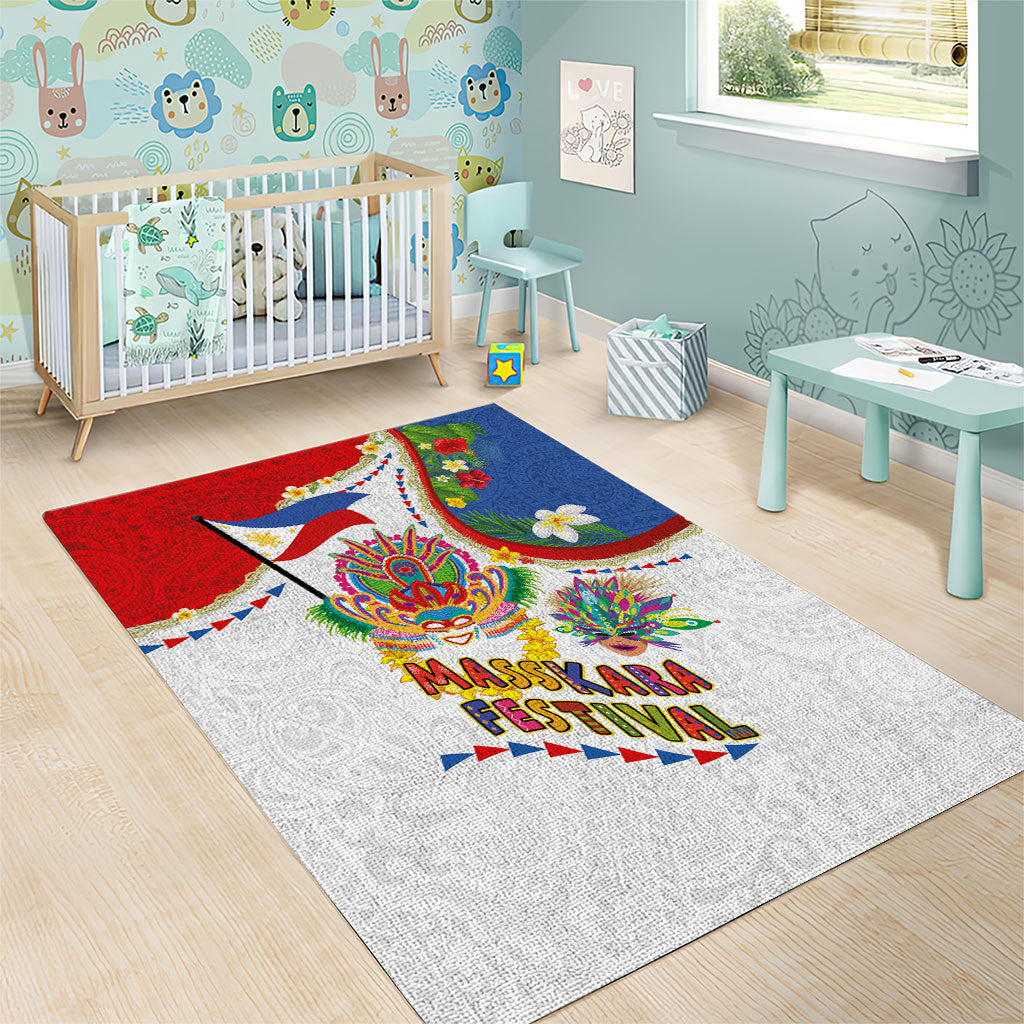 Philippines MassKara Festival Area Rug Smile Masks with Hawaiian Art Pattern and Tropical Plants LT03 - Polynesian Pride
