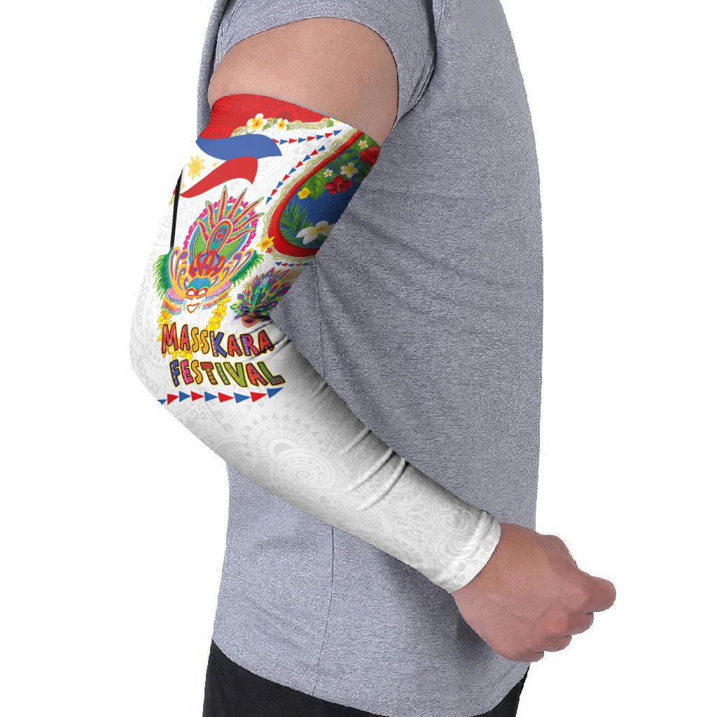 Philippines MassKara Festival Arm Sleeves Smile Masks with Hawaiian Art Pattern and Tropical Plants LT03 - Polynesian Pride