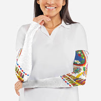 Philippines MassKara Festival Arm Sleeves Smile Masks with Hawaiian Art Pattern and Tropical Plants LT03 - Polynesian Pride