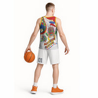 Philippines MassKara Festival Basketball Jersey Smile Masks with Hawaiian Art Pattern and Tropical Plants LT03 - Polynesian Pride