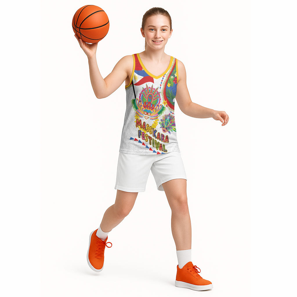 Philippines MassKara Festival Basketball Jersey Smile Masks with Hawaiian Art Pattern and Tropical Plants LT03 - Polynesian Pride