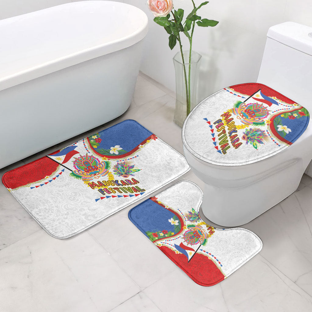 Philippines MassKara Festival Bathroom Set Smile Masks with Hawaiian Art Pattern and Tropical Plants LT03 - Polynesian Pride