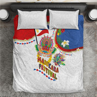 Philippines MassKara Festival Bedding Set Smile Masks with Hawaiian Art Pattern and Tropical Plants LT03 Multicolor - Polynesian Pride