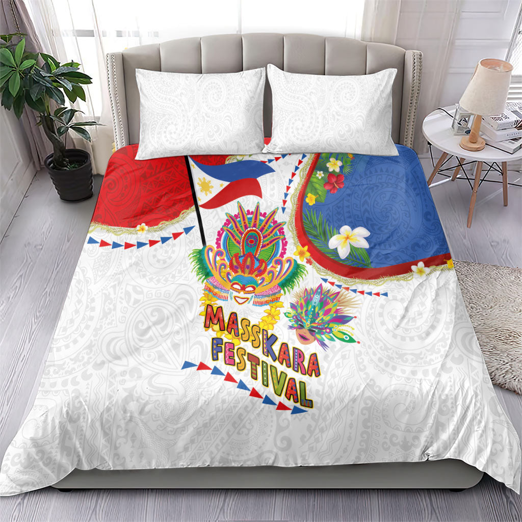 Philippines MassKara Festival Bedding Set Smile Masks with Hawaiian Art Pattern and Tropical Plants LT03 - Polynesian Pride
