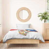 Philippines MassKara Festival Bedding Set Smile Masks with Hawaiian Art Pattern and Tropical Plants LT03 - Polynesian Pride