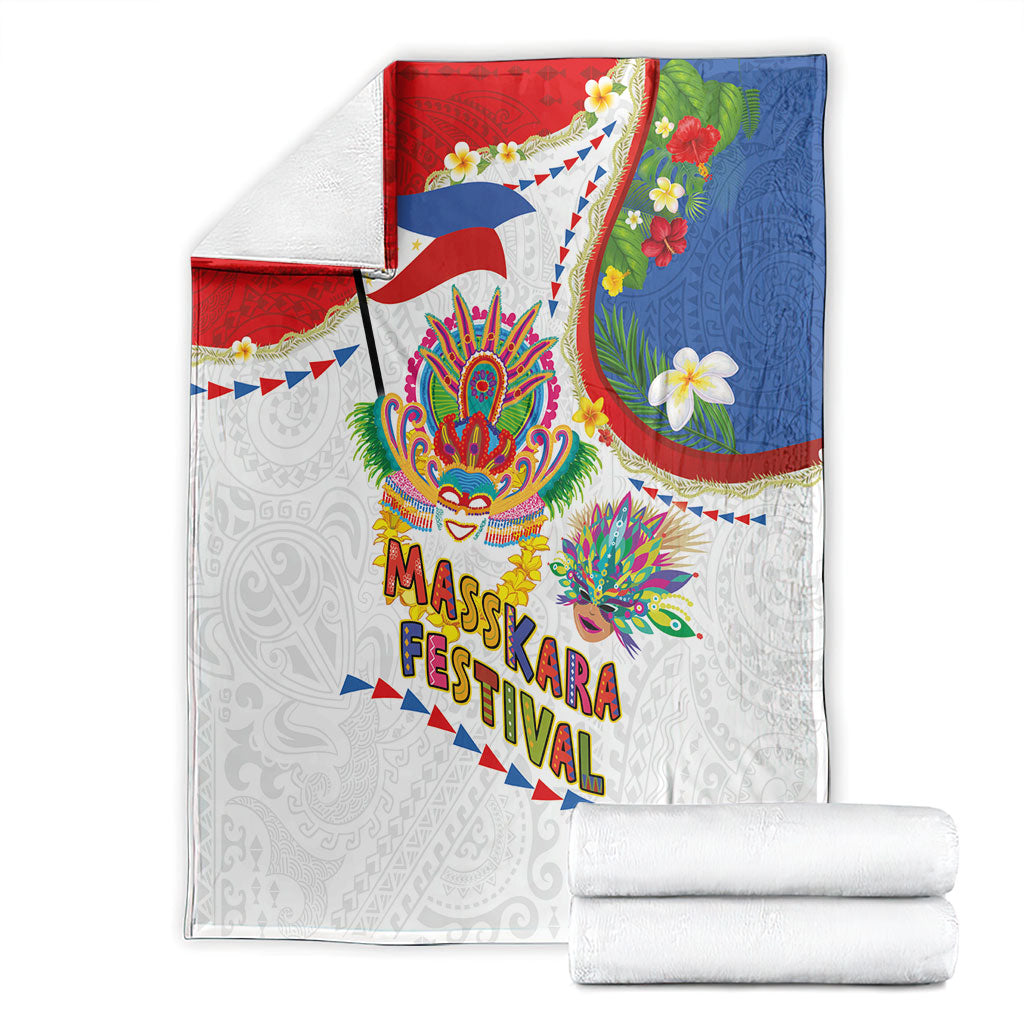 Philippines MassKara Festival Blanket Smile Masks with Hawaiian Art Pattern and Tropical Plants LT03 - Polynesian Pride