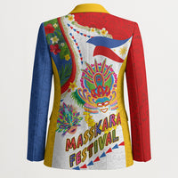 Philippines MassKara Festival Blazer Smile Masks with Hawaiian Art Pattern and Tropical Plants LT03 - Polynesian Pride