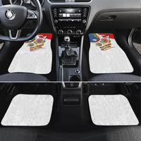 Philippines MassKara Festival Car Mats Smile Masks with Hawaiian Art Pattern and Tropical Plants LT03 Set 4pcs Multicolor - Polynesian Pride