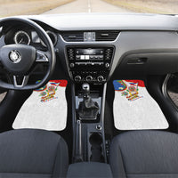 Philippines MassKara Festival Car Mats Smile Masks with Hawaiian Art Pattern and Tropical Plants LT03 Set 2pcs - Front Multicolor - Polynesian Pride