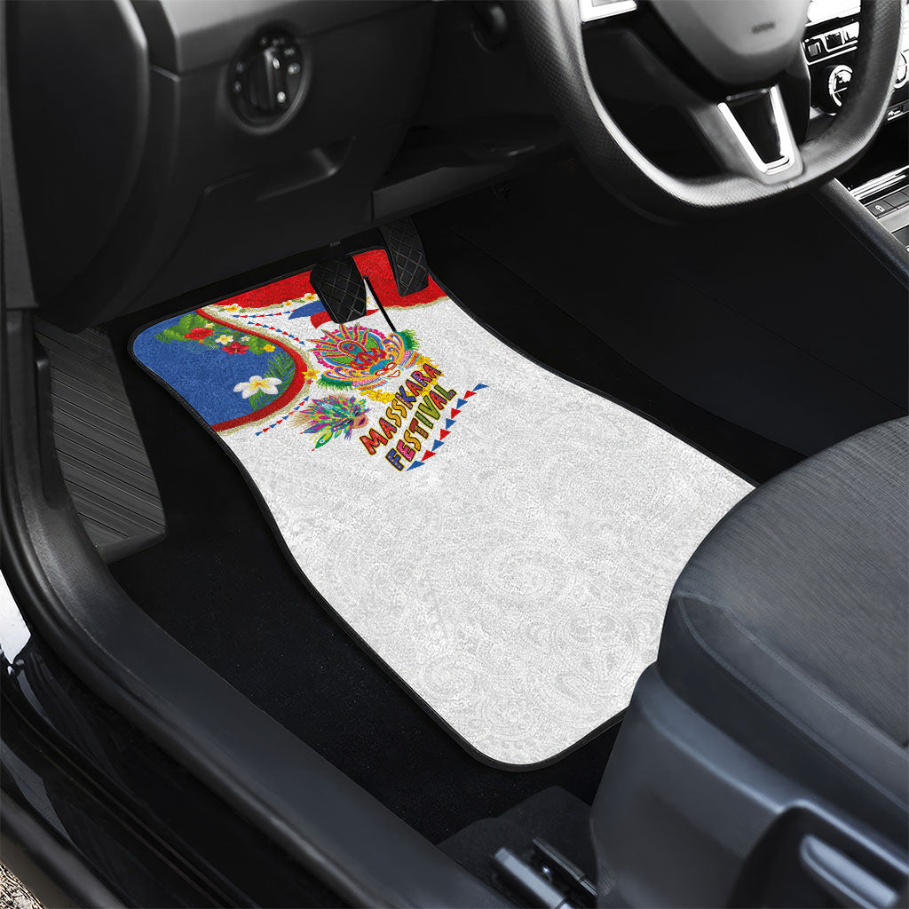 Philippines MassKara Festival Car Mats Smile Masks with Hawaiian Art Pattern and Tropical Plants LT03 - Polynesian Pride