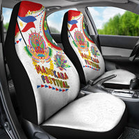 Philippines MassKara Festival Car Seat Cover Smile Masks with Hawaiian Art Pattern and Tropical Plants LT03 - Polynesian Pride